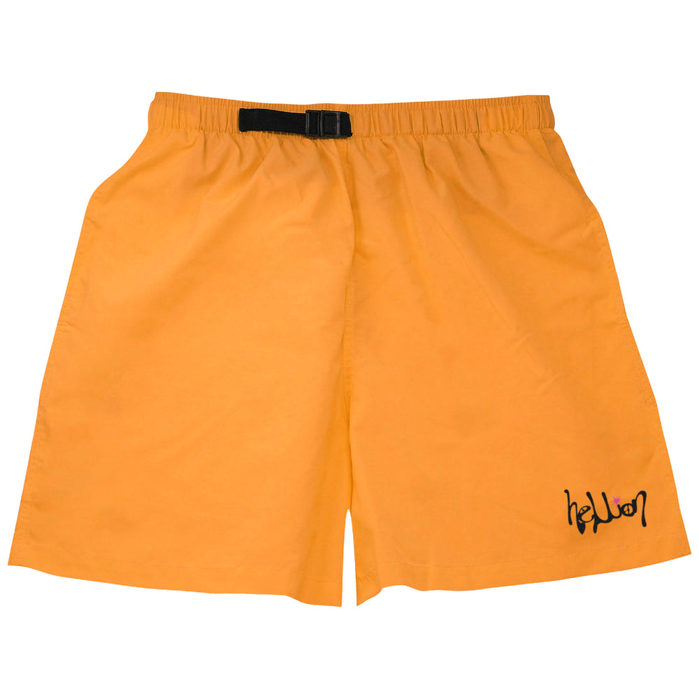 Script logo Nylon shorts Orange